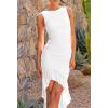 ZESICA Women’s 2026 Summer Ruched Bodycon Dress Sleeveless Backless Ruffle Mermaid Cocktail Wedding Party Dresses(White)