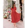 ZESICA Womens 2026 Summer Short Sleeve Midi Dresses Casual Crew Neck Knit Belted Pleated A Line Flowy Wedding Guest Dress(Cherry)
