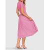 ZESICA Womens 2026 Summer Short Sleeve Midi Dresses Casual Crew Neck Knit Belted Pleated A Line Flowy Wedding Guest Dress(Pink)