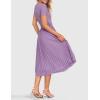 ZESICA Womens 2026 Summer Short Sleeve Midi Dresses Casual Crew Neck Knit Belted Pleated A Line Flowy Wedding Guest Dress(Purple)