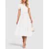 ZESICA Womens 2026 Summer Short Sleeve Midi Dresses Casual Crew Neck Knit Belted Pleated A Line Flowy Wedding Guest Dress(White)