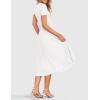 ZESICA Womens 2026 Summer Short Sleeve Midi Dresses Casual Crew Neck Knit Belted Pleated A Line Flowy Wedding Guest Dress(White)