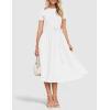 ZESICA Womens 2026 Summer Short Sleeve Midi Dresses Casual Crew Neck Knit Belted Pleated A Line Flowy Wedding Guest Dress(White)