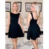 ZESICA Women’s 2026 Summer Sleeveless Cocktail Mini Dress Boat Neck Backless Swing A Line Wedding Club Party Short Dresses(Black)