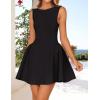 ZESICA Women’s 2026 Summer Sleeveless Cocktail Mini Dress Boat Neck Backless Swing A Line Wedding Club Party Short Dresses(Black)