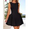 ZESICA Women’s 2026 Summer Sleeveless Cocktail Mini Dress Boat Neck Backless Swing A Line Wedding Club Party Short Dresses(Black)