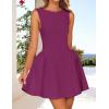 ZESICA Women’s 2026 Summer Sleeveless Cocktail Mini Dress Boat Neck Backless Swing A Line Wedding Club Party Short Dresses(Eggplant)
