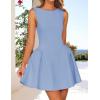 ZESICA Women’s 2026 Summer Sleeveless Cocktail Mini Dress Boat Neck Backless Swing A Line Wedding Club Party Short Dresses(Light Blue)