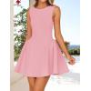 ZESICA Women’s 2026 Summer Sleeveless Cocktail Mini Dress Boat Neck Backless Swing A Line Wedding Club Party Short Dresses(Pink)