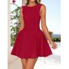 ZESICA Women’s 2026 Summer Sleeveless Cocktail Mini Dress Boat Neck Backless Swing A Line Wedding Club Party Short Dresses(Red)