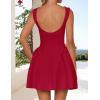ZESICA Women’s 2026 Summer Sleeveless Cocktail Mini Dress Boat Neck Backless Swing A Line Wedding Club Party Short Dresses(Red)