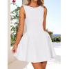 ZESICA Women’s 2026 Summer Sleeveless Cocktail Mini Dress Boat Neck Backless Swing A Line Wedding Club Party Short Dresses(White)