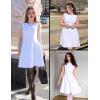 ZESICA Women’s 2026 Summer Sleeveless Cocktail Mini Dress Boat Neck Backless Swing A Line Wedding Club Party Short Dresses(White)