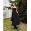 ZESICA Womens 2026 Summer Sleeveless Square Neck Sundress Casual Long Flowy A Line Beach Vacation Maxi Dresses(Black)
