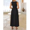 ZESICA Womens 2026 Summer Sleeveless Square Neck Sundress Casual Long Flowy A Line Beach Vacation Maxi Dresses(Black)