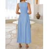 ZESICA Womens 2026 Summer Sleeveless Square Neck Sundress Casual Long Flowy A Line Beach Vacation Maxi Dresses(Blue)