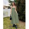 ZESICA Womens 2026 Summer Sleeveless Square Neck Sundress Casual Long Flowy A Line Beach Vacation Maxi Dresses(Green)