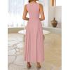ZESICA Womens 2026 Summer Sleeveless Square Neck Sundress Casual Long Flowy A Line Beach Vacation Maxi Dresses(Greypink)