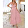 ZESICA Womens 2026 Summer Sleeveless Square Neck Sundress Casual Long Flowy A Line Beach Vacation Maxi Dresses(Greypink)