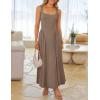ZESICA Womens 2026 Summer Sleeveless Square Neck Sundress Casual Long Flowy A Line Beach Vacation Maxi Dresses(Khaki)