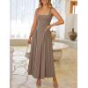 ZESICA Womens 2026 Summer Sleeveless Square Neck Sundress Casual Long Flowy A Line Beach Vacation Maxi Dresses(Khaki)