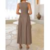 ZESICA Womens 2026 Summer Sleeveless Square Neck Sundress Casual Long Flowy A Line Beach Vacation Maxi Dresses(Khaki)