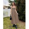 ZESICA Womens 2026 Summer Sleeveless Square Neck Sundress Casual Long Flowy A Line Beach Vacation Maxi Dresses(Khaki)