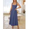 ZESICA Womens 2026 Summer Sleeveless Square Neck Sundress Casual Long Flowy A Line Beach Vacation Maxi Dresses(Navy)