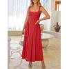 ZESICA Womens 2026 Summer Sleeveless Square Neck Sundress Casual Long Flowy A Line Beach Vacation Maxi Dresses(Red)