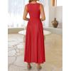 ZESICA Womens 2026 Summer Sleeveless Square Neck Sundress Casual Long Flowy A Line Beach Vacation Maxi Dresses(Red)