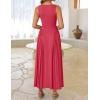 ZESICA Womens 2026 Summer Sleeveless Square Neck Sundress Casual Long Flowy A Line Beach Vacation Maxi Dresses(Watermelonred)
