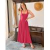 ZESICA Womens 2026 Summer Sleeveless Square Neck Sundress Casual Long Flowy A Line Beach Vacation Maxi Dresses(Watermelonred)