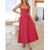ZESICA Womens 2026 Summer Sleeveless Square Neck Sundress Casual Long Flowy A Line Beach Vacation Maxi Dresses(Watermelonred)