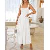 ZESICA Womens 2026 Summer Sleeveless Square Neck Sundress Casual Long Flowy A Line Beach Vacation Maxi Dresses(White)