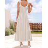 ZESICA Womens 2026 Summer Sleeveless Striped Midi Dresses Casual A Line Swing Knit Long Dress Beach Vacation Clothes(Apricot)