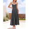 ZESICA Womens 2026 Summer Sleeveless Striped Midi Dresses Casual A Line Swing Knit Long Dress Beach Vacation Clothes(Black)