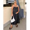 ZESICA Womens 2026 Summer Sleeveless Striped Midi Dresses Casual A Line Swing Knit Long Dress Beach Vacation Clothes(Black)
