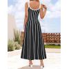 ZESICA Womens 2026 Summer Sleeveless Striped Midi Dresses Casual A Line Swing Knit Long Dress Beach Vacation Clothes(Black)