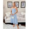 ZESICA Womens 2026 Summer Sleeveless Striped Midi Dresses Casual A Line Swing Knit Long Dress Beach Vacation Clothes(Blue)