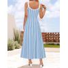 ZESICA Womens 2026 Summer Sleeveless Striped Midi Dresses Casual A Line Swing Knit Long Dress Beach Vacation Clothes(Blue)