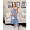 ZESICA Womens 2026 Summer Sleeveless Striped Midi Dresses Casual A Line Swing Knit Long Dress Beach Vacation Clothes(Dusty Blue)