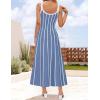 ZESICA Womens 2026 Summer Sleeveless Striped Midi Dresses Casual A Line Swing Knit Long Dress Beach Vacation Clothes(Dusty Blue)