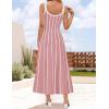 ZESICA Womens 2026 Summer Sleeveless Striped Midi Dresses Casual A Line Swing Knit Long Dress Beach Vacation Clothes(Dusty Pink)