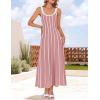 ZESICA Womens 2026 Summer Sleeveless Striped Midi Dresses Casual A Line Swing Knit Long Dress Beach Vacation Clothes(Dusty Pink)