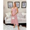 ZESICA Womens 2026 Summer Sleeveless Striped Midi Dresses Casual A Line Swing Knit Long Dress Beach Vacation Clothes(Dusty Pink)