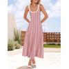 ZESICA Womens 2026 Summer Sleeveless Striped Midi Dresses Casual A Line Swing Knit Long Dress Beach Vacation Clothes(Dusty Pink)