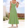 ZESICA Womens 2026 Summer Sleeveless Striped Midi Dresses Casual A Line Swing Knit Long Dress Beach Vacation Clothes(Light Green)