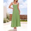 ZESICA Womens 2026 Summer Sleeveless Striped Midi Dresses Casual A Line Swing Knit Long Dress Beach Vacation Clothes(Light Green)