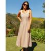 ZESICA Womens 2026 Summer Sleeveless Striped Midi Dresses Casual A Line Swing Knit Long Dress Beach Vacation Clothes(Oatmeal)