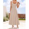ZESICA Womens 2026 Summer Sleeveless Striped Midi Dresses Casual A Line Swing Knit Long Dress Beach Vacation Clothes(Oatmeal)